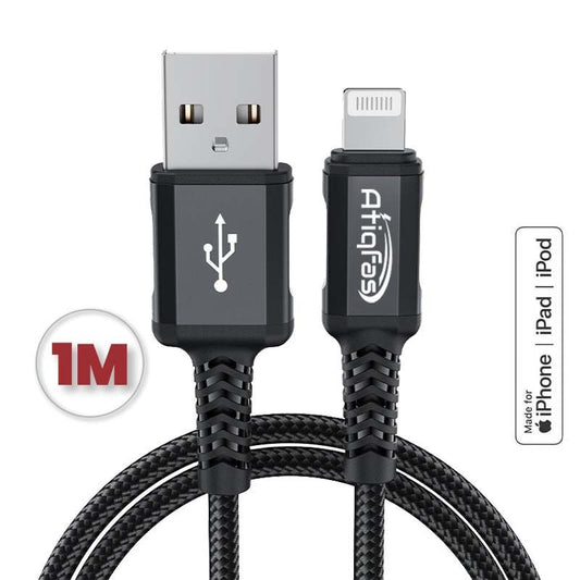 USB-A to Lightning Cable 1 Meter (AF-03, MFi Certified) Fast Charging & Data Sync for iPhone & iPad