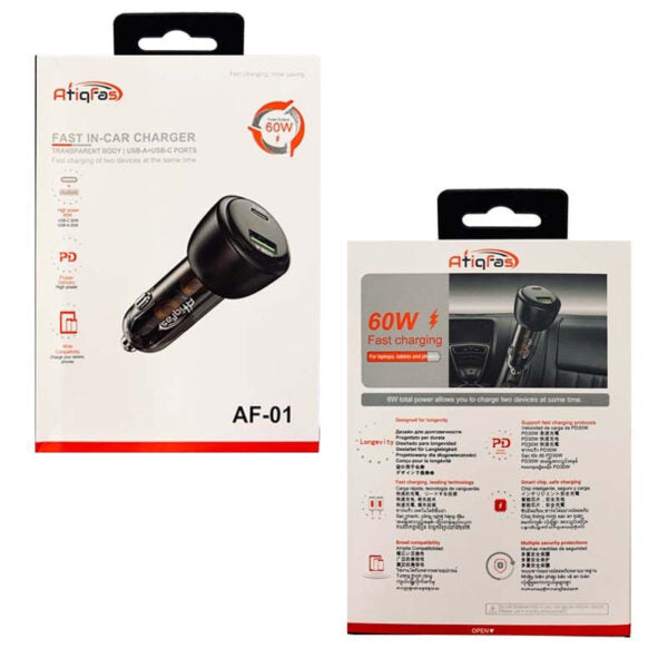 CAR ADAPTOR 2 IN 1 USB-A / USB-C 60WATTS