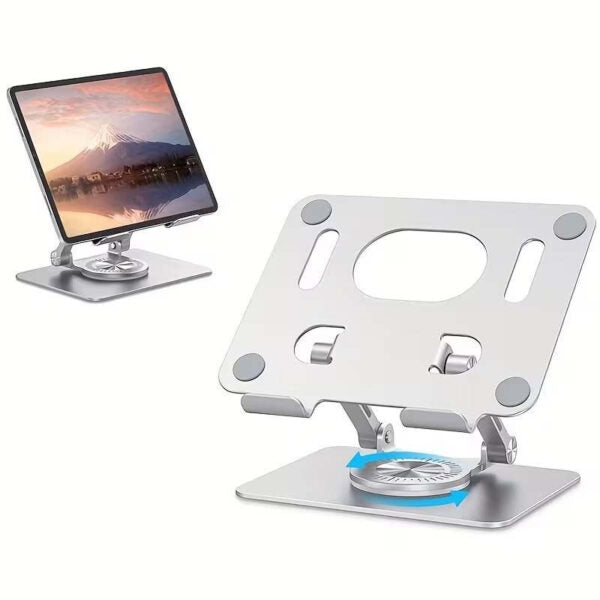 360° Rotating Carbon Steel Tablet Stand – Adjustable Holder for Tablets & Phones