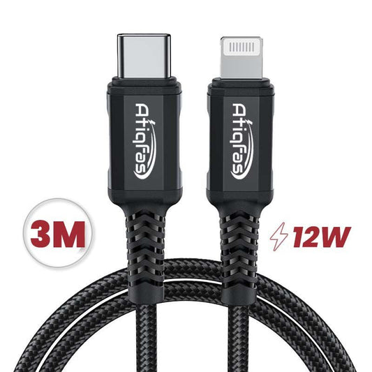 USB-C to Lightning Cable 3 Meter (AF-21) Fast Charging & Data Sync Durable Long Cable for iPhone & iPad