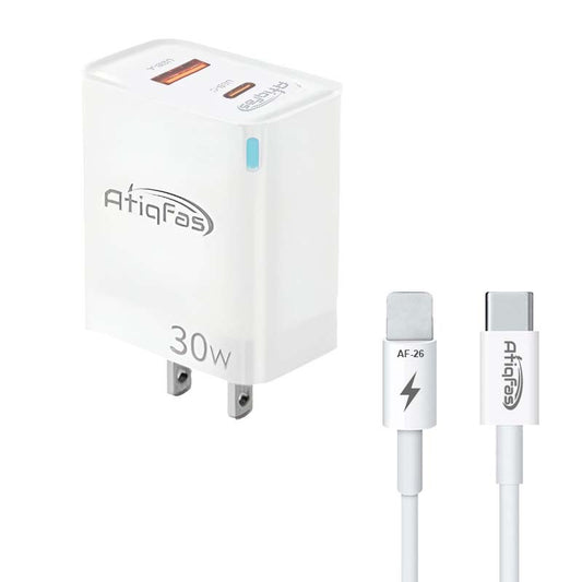 ATIQFAS 30W USB-C wall charger with Type-C to Lightning cable