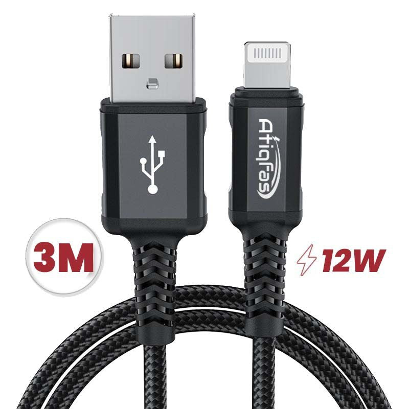 Lightning to USB Cable 3 Meter (AF-23) Fast Charging & Data Sync for iPhone & iPad