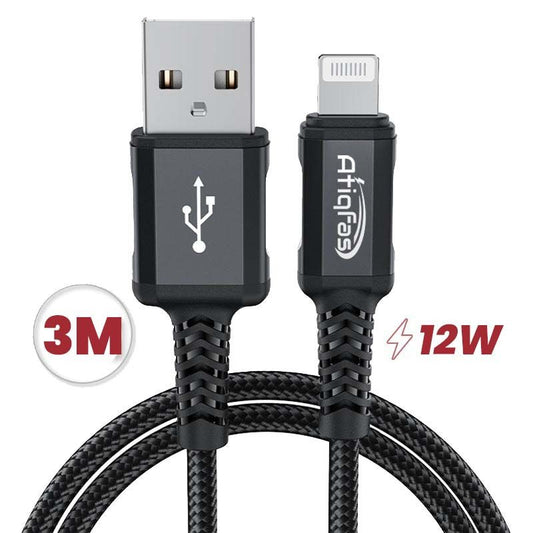 Lightning to USB Cable 3 Meter (AF-23) Fast Charging & Data Sync for iPhone & iPad